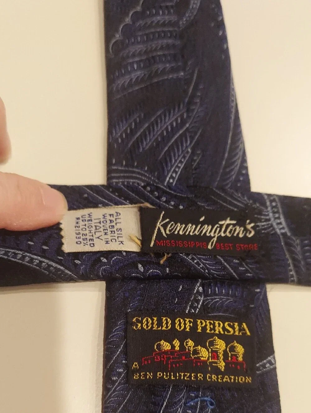 Vintage Gold Of Persia Dark Blue Paisley Silk Tie